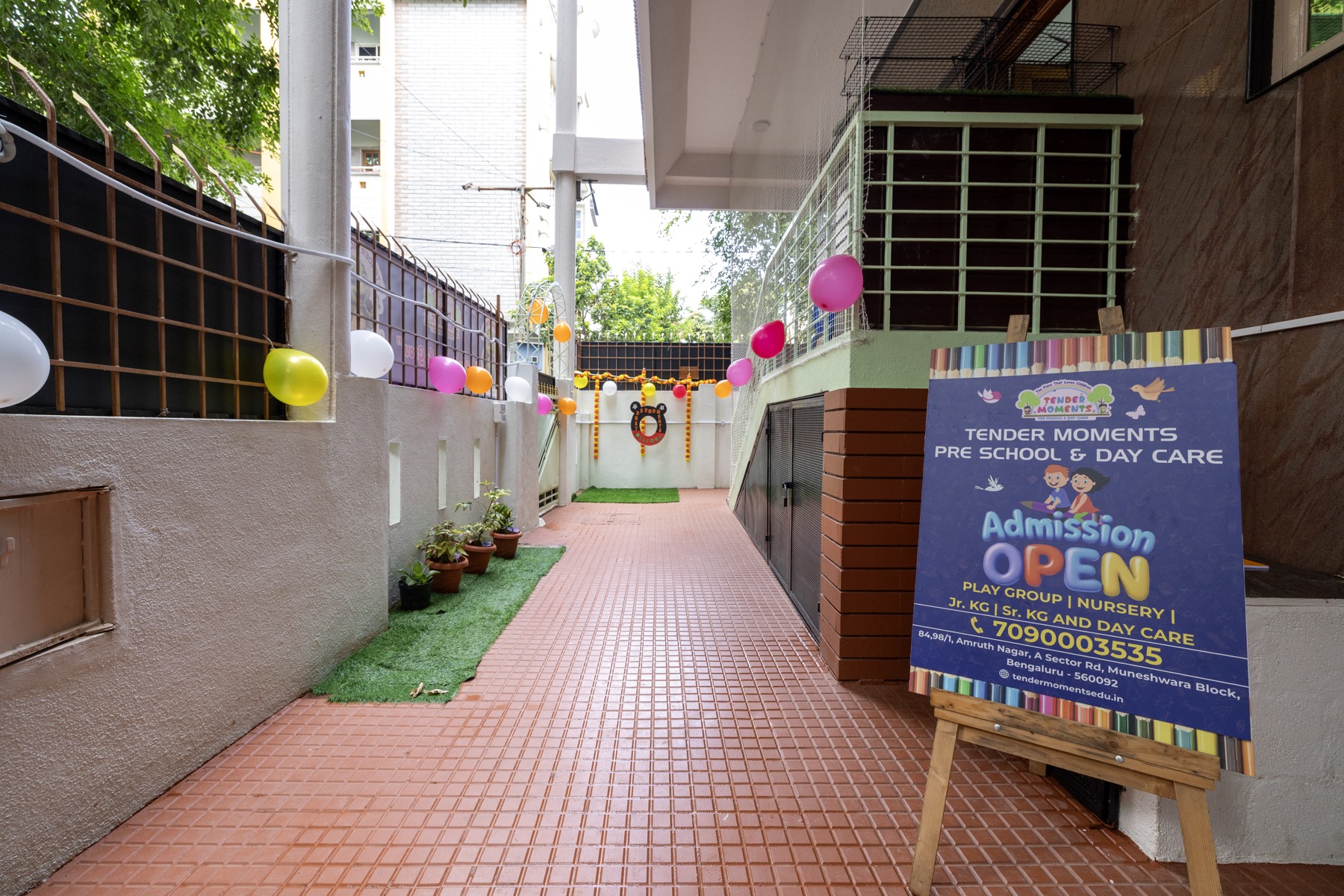 Decorated arrival courtyard at Tender Moments Hebbal